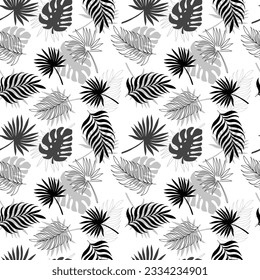 Seamless tropical pattern with monstera leaves and tropical leaves