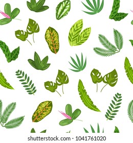 Seamless tropical pattern with palm leaves for package design or wallpaper. Vector illustration