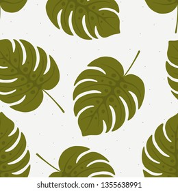 Seamless tropical pattern with palm leaves