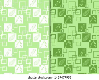 seamless tropical pattern palm leaves and square hand drawn