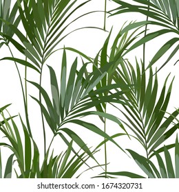 Seamless tropical pattern with palm leaves.  Abstract background texture.