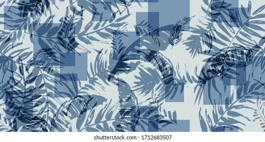 Seamless tropical pattern with palm leaves