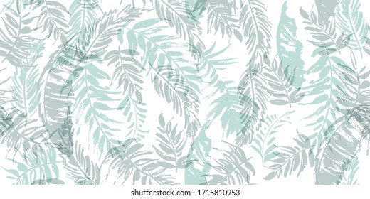 Seamless Tropical Pattern With Palm Leaves