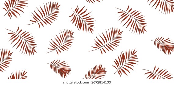 Padrão tropical sem costura com folhas de palma. Design de verão brilhante em um fundo para impressão em tecido, papel de parede e papel. Ilustração vetorial. 