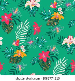 Seamless Tropical Pattern in Vector