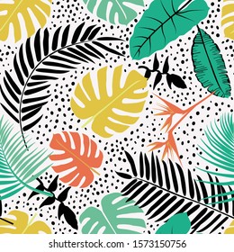 Seamless tropical pattern. Vector design. Textile print.