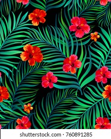 Seamless tropical pattern. Vector illustration for print, textile, swimwear, cover. ESP 10.