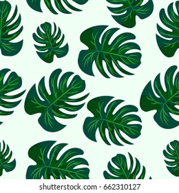Seamless tropical plant pattern. Green. Jungle. Vacation.