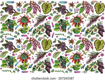 Seamless Tropical Plants Background (Vector EPS10)