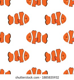 patrón marino tropical transparente con peces payaso, fondo vectorial de verano, ilustración vectorial