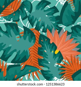 Seamless Tropical Summer Floral Background for Wedding Invitation