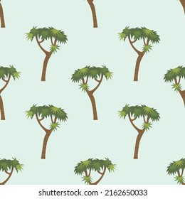 Seamless tropical tree illustration cartoon pattern