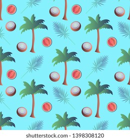 Seamless tropical vector pattern with fruits