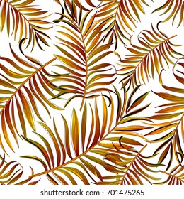 Seamless tropical vector pattern with palm leaves. Summer illustration.Template for print design.