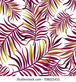 Seamless tropical vector pattern with palm leaves. Summer illustration. 