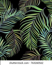 	
Seamless tropical vector pattern with palm leaves. Summer illustration. 