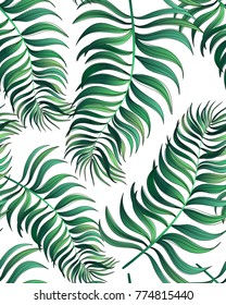 	
Seamless tropical vector pattern with palm leaves. Summer illustration. 