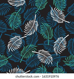 seamless tropical vector pattern with tropical plants and palm leaves.