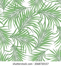 Seamless tropical vector pattern with tropical plants and palm leaves. Vector summer background.Stock vector ESP 10.
