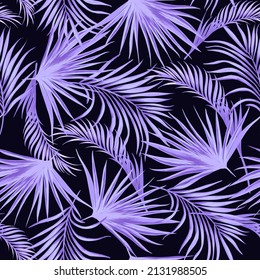 Seamless tropical vector pattern with tropical plants and palm leaves. Vector summer background.Stock vector ESP 10