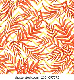 Seamless tropical vector pattern with tropical plants and palm leaves. Vector summer background.Stock vector ESP 10