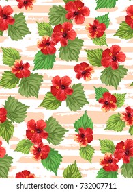 Seamless tropical vector pattern with tropical plants and  leaves. Floral jungle print for design.