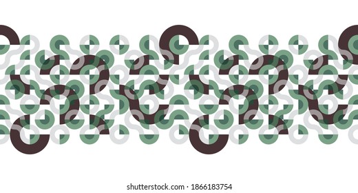 Seamless Truchet vector horizontal or vertical Border. Geometric  pattern for wallpapers, web page backgrounds, surface textures, fashion fabric, carpet design, curtains and home décor.