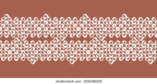 Seamless Truchet vector pattern Border. Monochrome design with randomly tiled geometric shapes. Vector illustration for prints, home decor, fashion fabric, carpet design.