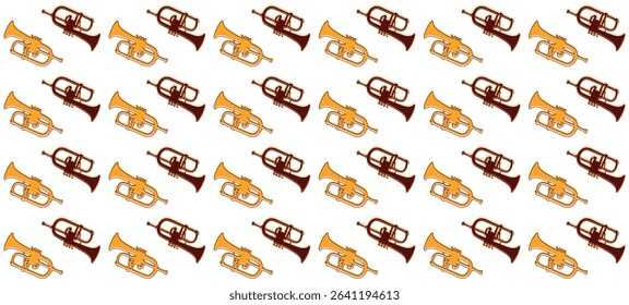 Seamless trumpet pattern for music themed background