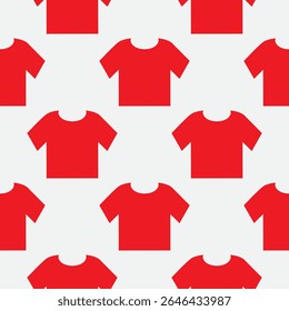 Seamless T-shirt print pattern. Pattern of red polo shirts for clothes packaging, sewing design, print for needles, and clothing business presentation. Flat color illustration vector, EPS 10.