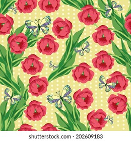seamless with tulip flowers