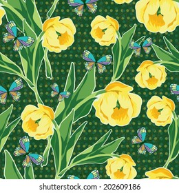 seamless with tulip flowers
