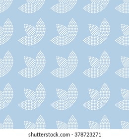 Seamless Tulip pattern. Flower pattern. Floral background. Circle pattern. Ethnic background. Textile, paper background. Abstract monochrome Blue Background. Geometric Pattern. Vector Regular Texture.