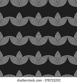 Seamless Tulip pattern. Flower pattern. Floral background. Circle pattern. Ethnic background. Textile, paper background. Abstract Black and White Background. Geometric Pattern. Vector Regular Texture.