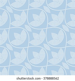 Seamless Tulip pattern. Flower pattern. Floral background. Circle pattern. Ethnic background. Textile, paper background. Abstract monochrome Blue Background. Geometric Pattern. Vector Regular Texture.