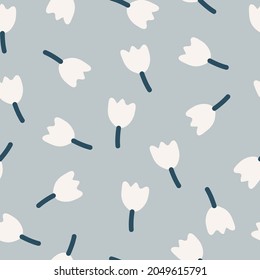 Patrón de tulipán sin foco sobre fondo verde. Se utiliza para diseños modernos, tejidos, cubiertas, papel pintado e impresiones.