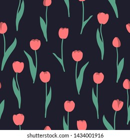 Seamless tulip pattern. Vector floral background.
