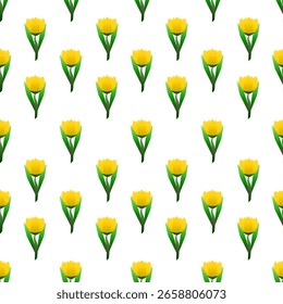 Seamless tulip pattern vector, used in textiles, home decor, scarves, paper printing, packaging patterns.