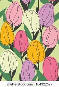 Seamless tulips pattern Vector eps10