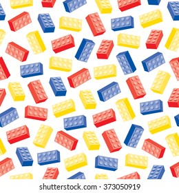 Seamless Tumbling Lego Blocks Pattern Vector - Red Blue Yellow