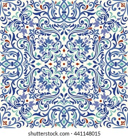 Seamless turkish colorful pattern. Endless pattern can be used for ceramic tile, wallpaper, linoleum, textile, web page background.