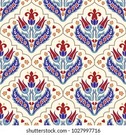 Seamless Turkish colorful pattern. Vintage multicolor pattern in Eastern style. Endless floral pattern can be used for ceramic tile, wallpaper, linoleum, textile, web page background. Vector