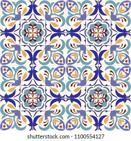 Seamless turkish colorful pattern. Vintage multicolor pattern in Eastern style.  Pattern can be used for ceramic tile, wallpaper, linoleum, textile, surface textures, web page background or paper.
