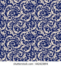 Seamless turkish  pattern on dark blue background. Endless pattern can be used for ceramic tile, wallpaper, textile, earthenware, linoleum, web page background.