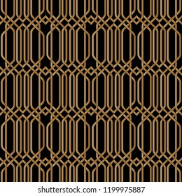 Seamless turns lines pattern vector. Design stripe gradient gold on black background. Design print for partition, screen, textile, wallpaper, background. Set 7
