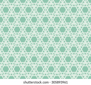 Seamless turquoise arabic hexagonal construction outline pattern vector