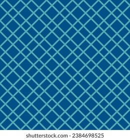 Seamless turquoise and blue geometric pattern. Simple thin line grid, lattice, minimalist diagonal design. Abstract vector background texture. Modern repeat ornament for decor, wrapping paper