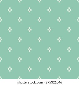 Seamless turquoise classic textile pixel rhombus pattern vector
