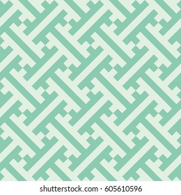 Seamless turquoise diagonal geo op art tribal interlocking vintage pattern vector