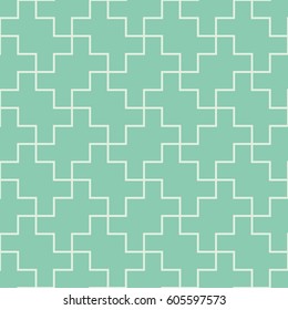 Seamless turquoise diagonal vintage interlocking pixel patches pattern vector